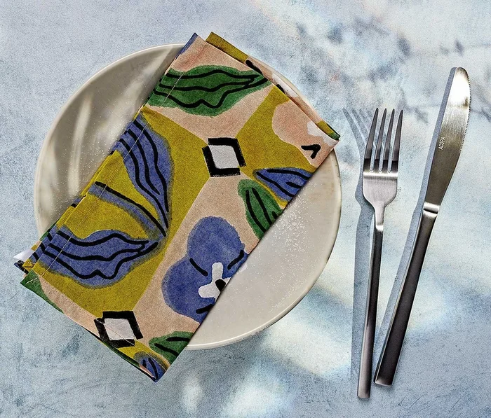 Teppi Floral Block Printed Napkins Set of 4