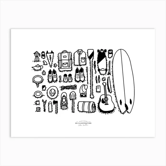 The Essentials Fineline Illustration Art Print by Os Illustration