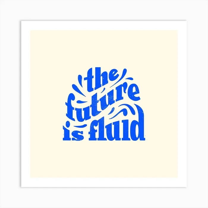 The Future Is Fluid In Blue Square Art Print by Elaine Knox Design