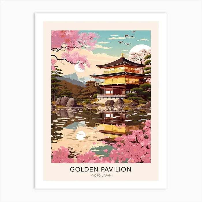 The Golden Pavilion Kyoto Japan Travel Poster Art Print by The Art of Adventure