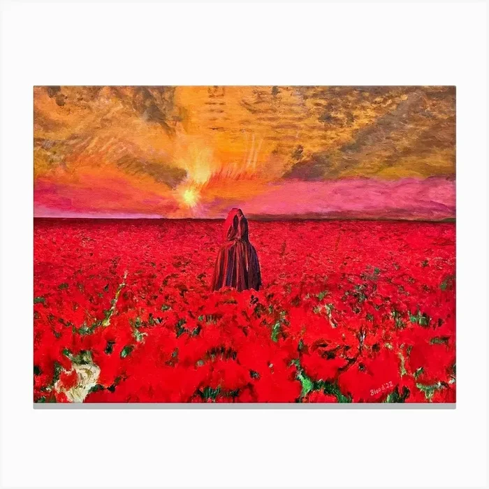 The Red Menace Sea Of Red With Red Robed Figure Canvas Print by Tom Blood