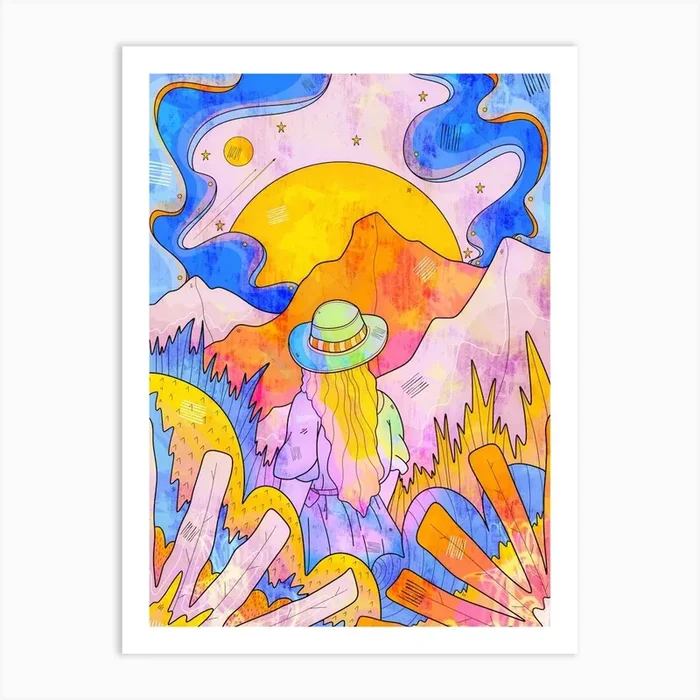 The Vibrant Planet Wanderer Art Print by Swadeillustrations