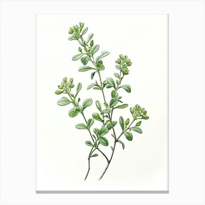 Thyme Vintage Botanical Herbs 5 Canvas Print by Whimsical Meadows