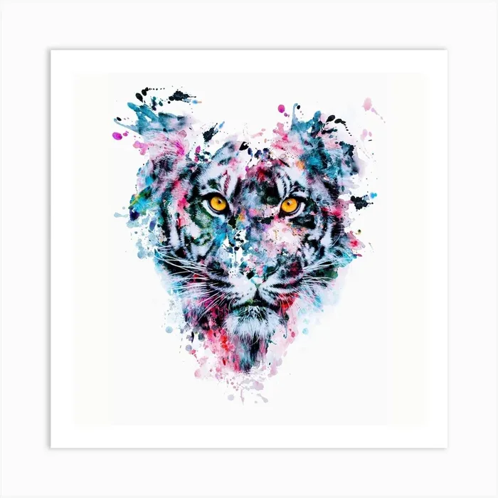 Tiger Square Art Print by Riza Peker
