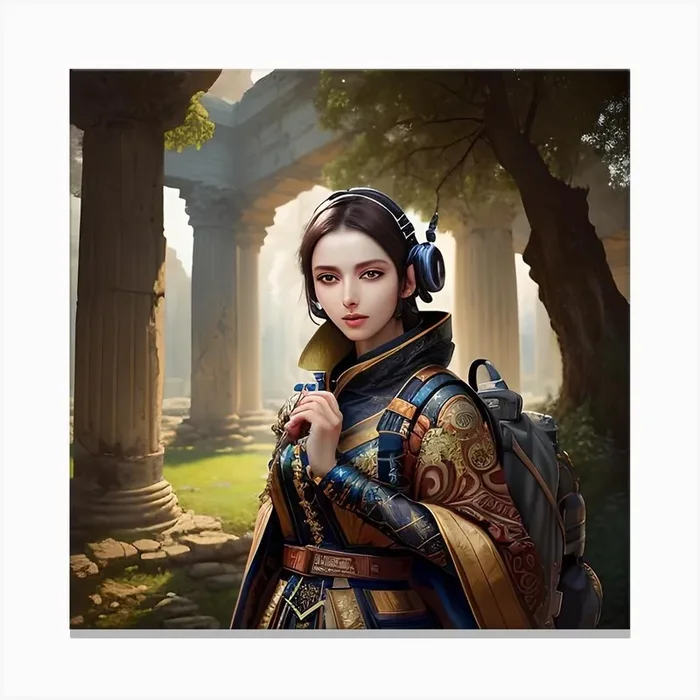 Time Traveller lurking Through Ruins Canvas PrintP by Perspective01