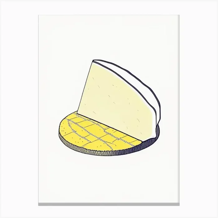 Tomme De Chèvre Cheese Dairy Food Minimal Line Drawing Canvas PrintTC by The Cheesy Palette
