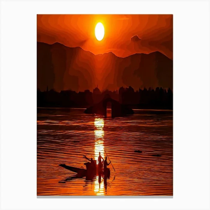 Topshot India Kashmir Economy Fishing Canvas Print by SonDavid