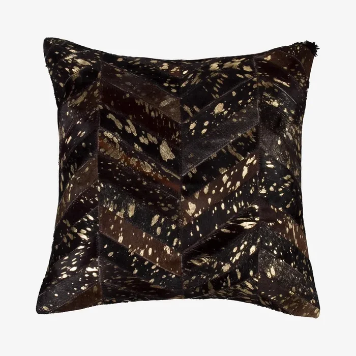 Torino Chevron Square Pillow – Chocolate / Gold by Natural