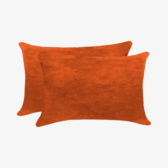 Torino Cowhide Pillows – Orange – Set of 2 by Natural