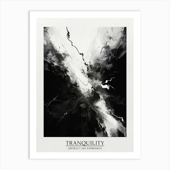 Tranquility Abstract Black And White 1 Poster Art Print by Abstract Art Expressions