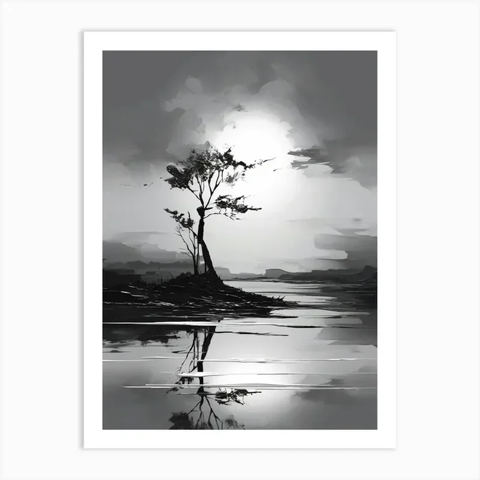 Tranquility Abstract Black And White 3 Art Print by Abstract Art Expressions