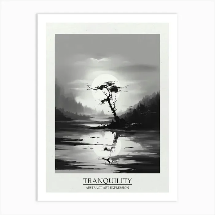 Tranquility Abstract Black And White 5 Poster Art Print by Abstract Art Expressions