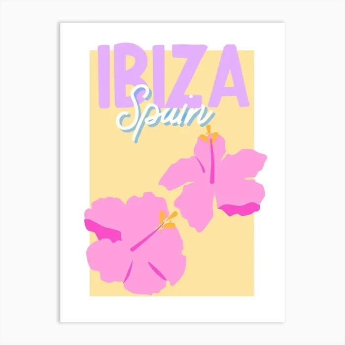 Travel Poster Ibiza (Yellow) 1 Art Print by Moo & May Studio