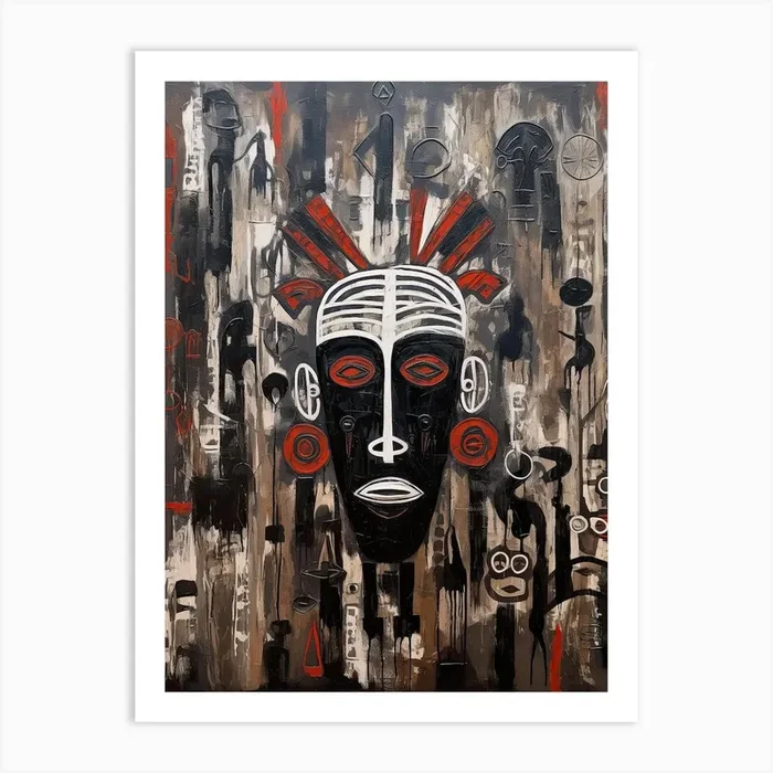 Tribal Whispers: Masked Stories of Africa Art Print by Art-Syndicate