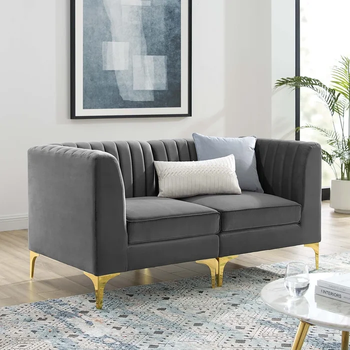 Triumph Channel Tufted Performance Velvet Loveseat by Modway