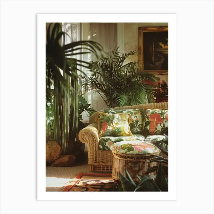Tropical Vibes Living Room Art Print by Le Voyageur Studio