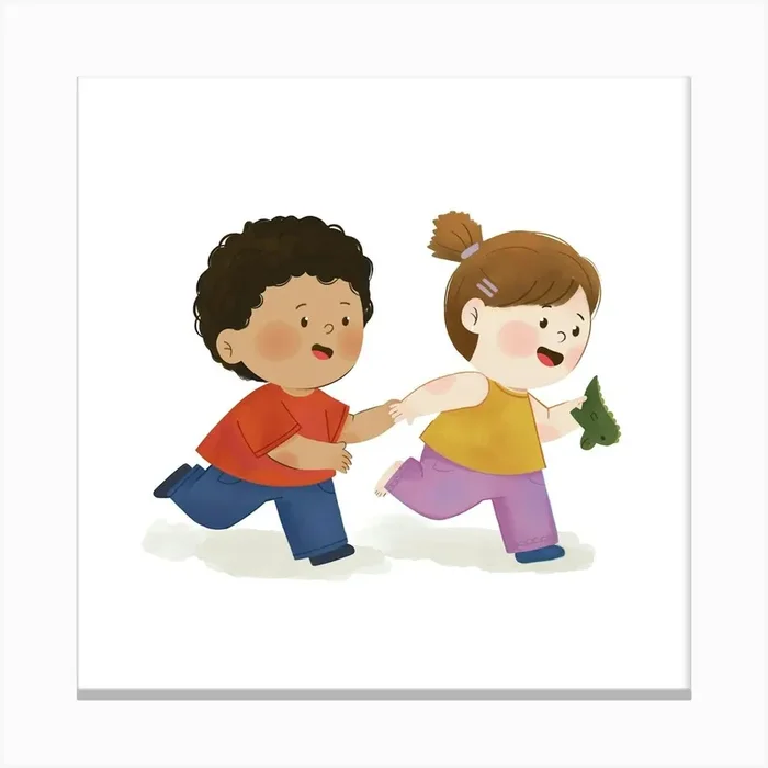 Two Children Running 1 Canvas Print by Katiuska Pino