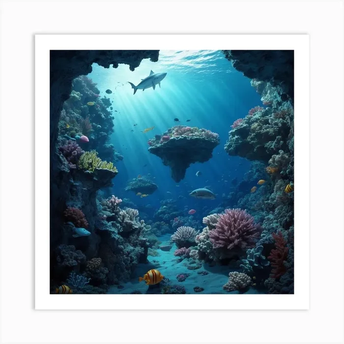 Underwater Cave Art Print by Walaa Sileem