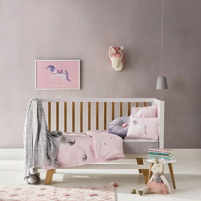 Unicorn Star Cot Quilt Cover Set Purple