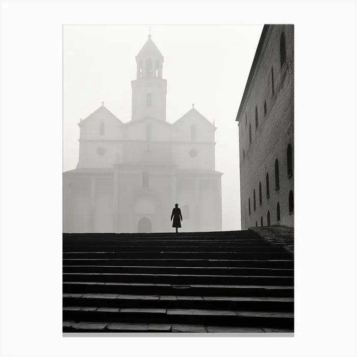 Urbino, Italy, Black And White Analogue Photography 4 Canvas Print by Monochrome Vistas