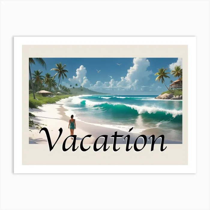 Vacation Vibes Escape the Ordinary White Beach 3 Art Print by iamyuki