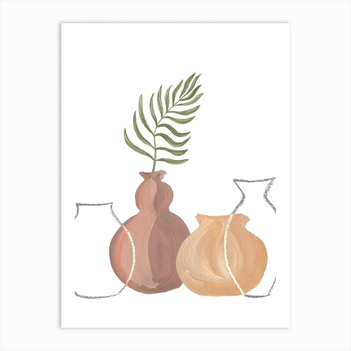 Vases And Leaves Art Print by Whale’s Way