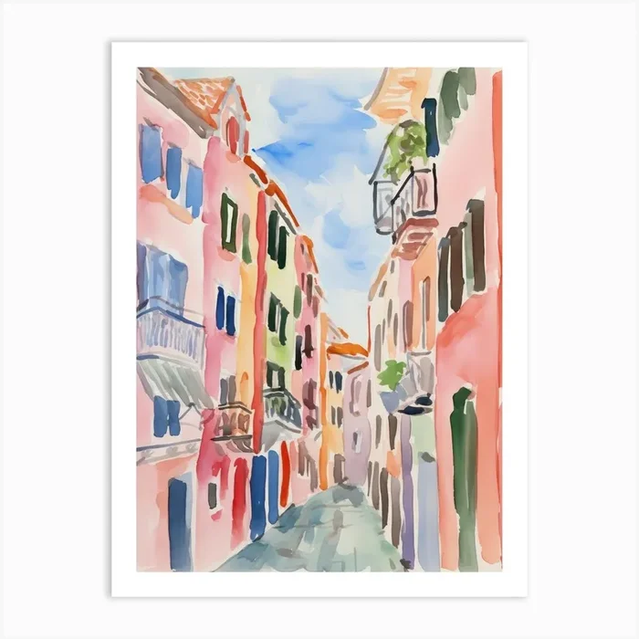 Venice, Italy Watercolour Streets 4 Art Print by MedArt