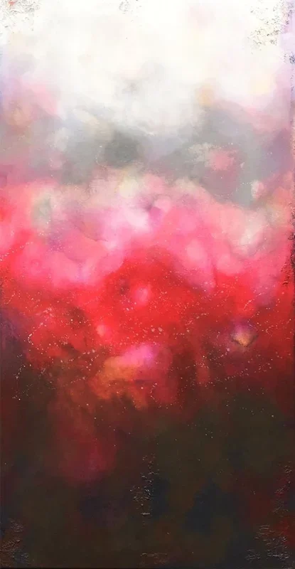 vertical reds (140 x 70 cm) (2017) Acrylic painting by Dee Brown