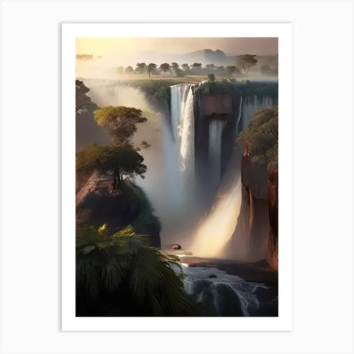 Victoria Falls, Zambia And Zimbabwe Realistic Photograph (2) Art Print by Rippling Falls