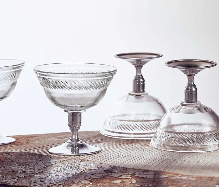 Vintage Lamarr Deco Chrome Stemmed Nick & Nora Set