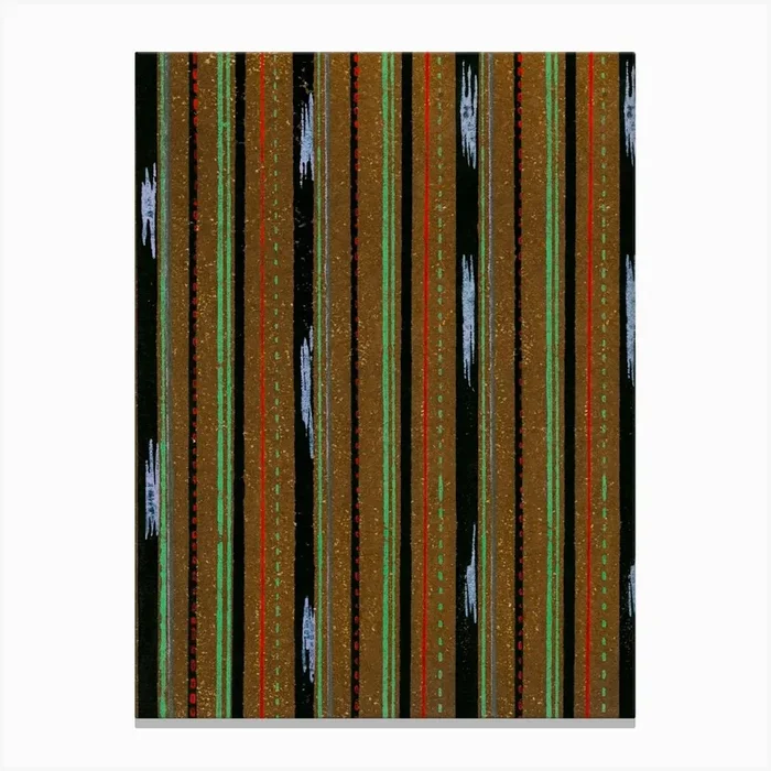 Vintage Ukiyo-e Woodblock Print Of Japanese Textile, Shima Shima, Furuya Korin (225) Canvas Print by Fy! Classic Art Prints and Posters