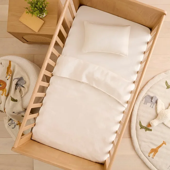 Vintage Washed Linen Coconut Cot Quilt Cover Set