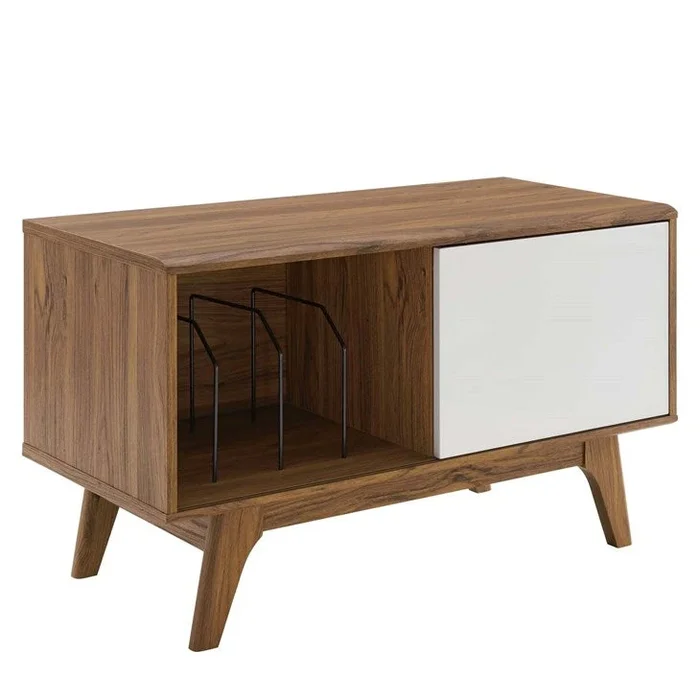 Vision Vinyl Record Display Stand (White/Walnut) V3