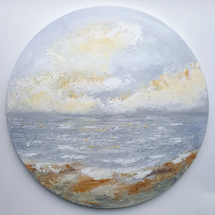 Waiting For A Storm To Pass #2 – textured seascape (2018) Acrylic painting by Lucy Moore