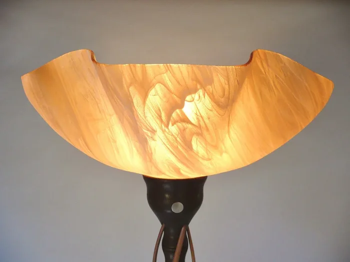 Walnut with Cherry Quad Tendril and Ring – Light Amber Matte Shade