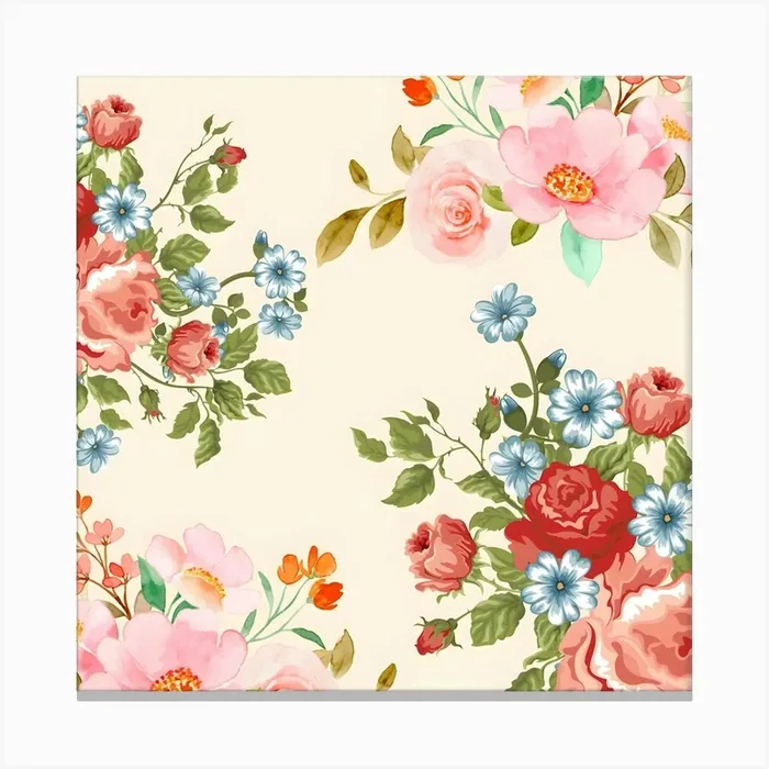Watercolor Floral Pattern 5 Canvas Print by Art shop