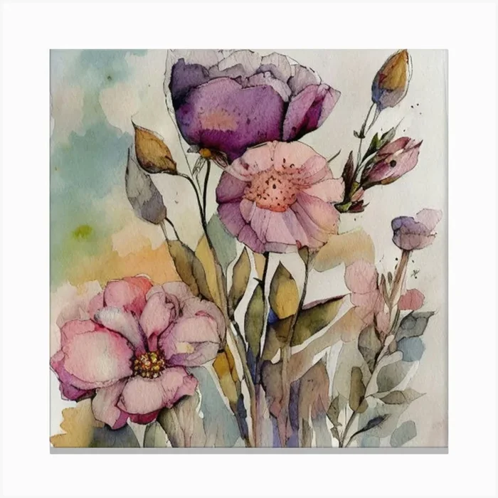 Watercolor Flowers 19 Canvas Print by Art shop