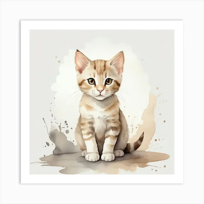 Watercolor Kitten 1 Art Print by ontoseno