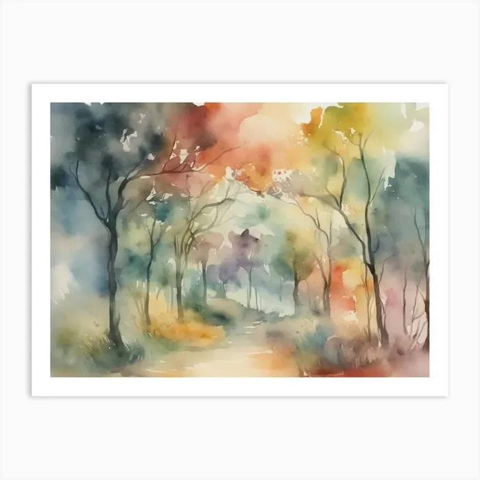 Watercolor Of A Forest 3 Art Print by Art shop