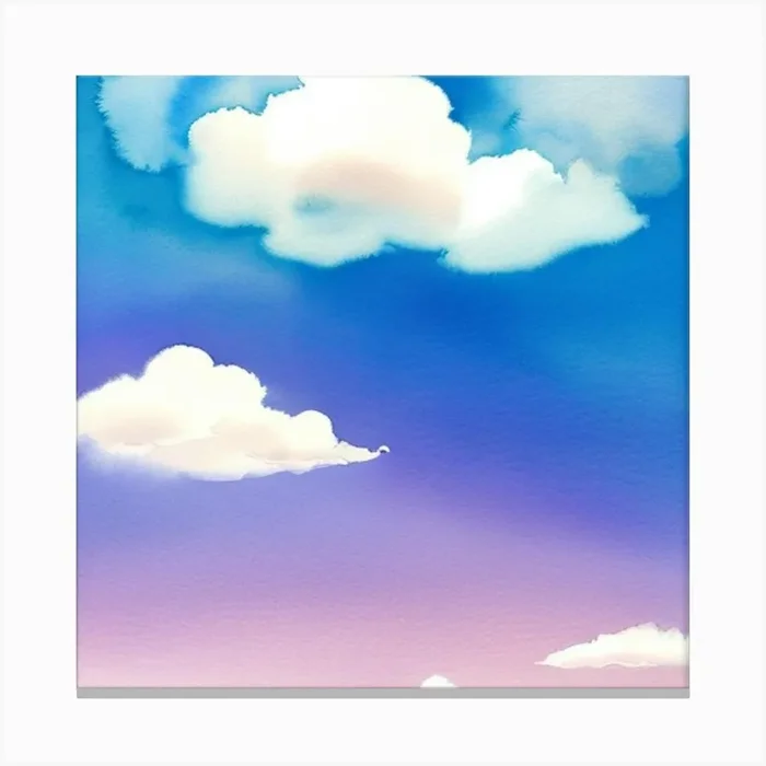 Watercolor Sky With Clouds Canvas Print by Art shop