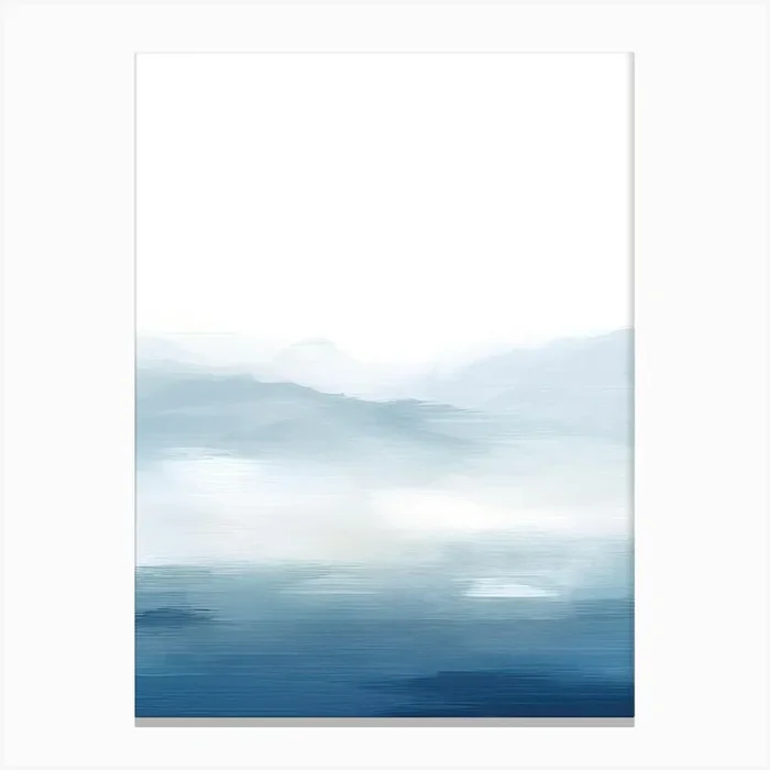 Watercolour Blue White Abstract Water 3 Canvas Print by Mambo