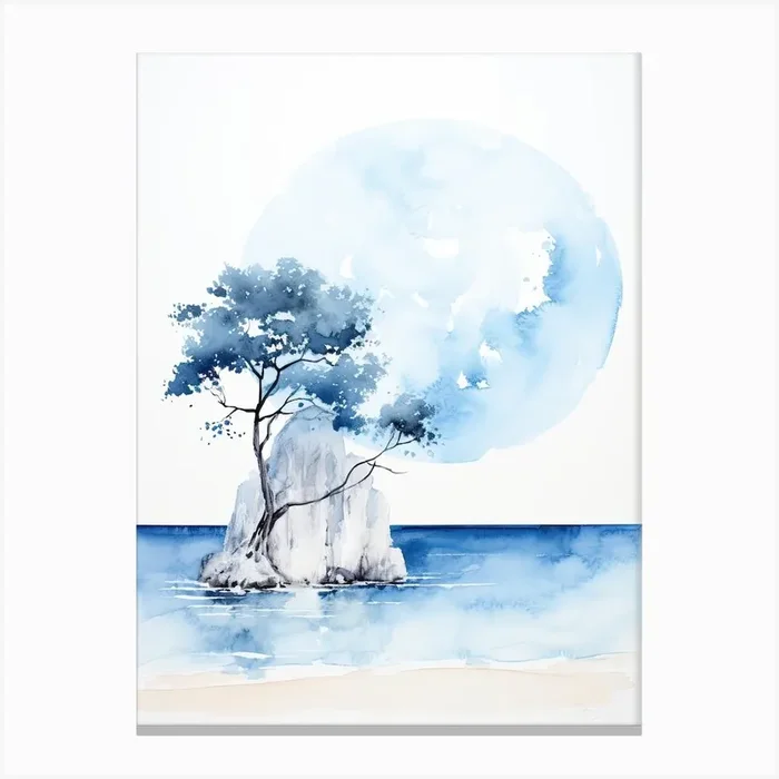 Watercolour Of Navagio Beach (Shipwreck Beach) Zakynthos Greece 2 Canvas Print by Serene Horizons