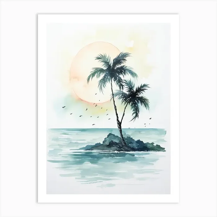 Watercolour Of Praia Dos Carneiros Pernambuco Brazil 2 Art Print by Serene Horizons