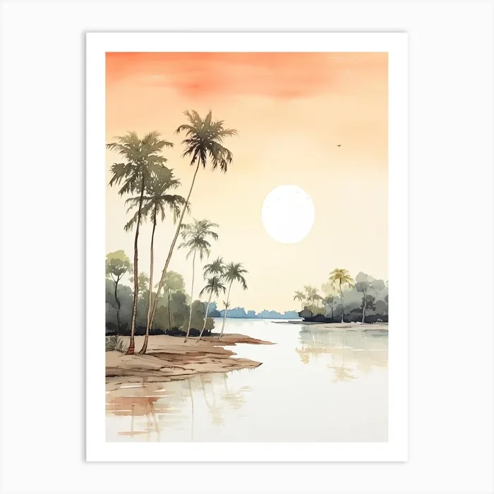 Watercolour Of Sundarbans National Park Bangladesh And India 1 Art Print by Serene Horizons