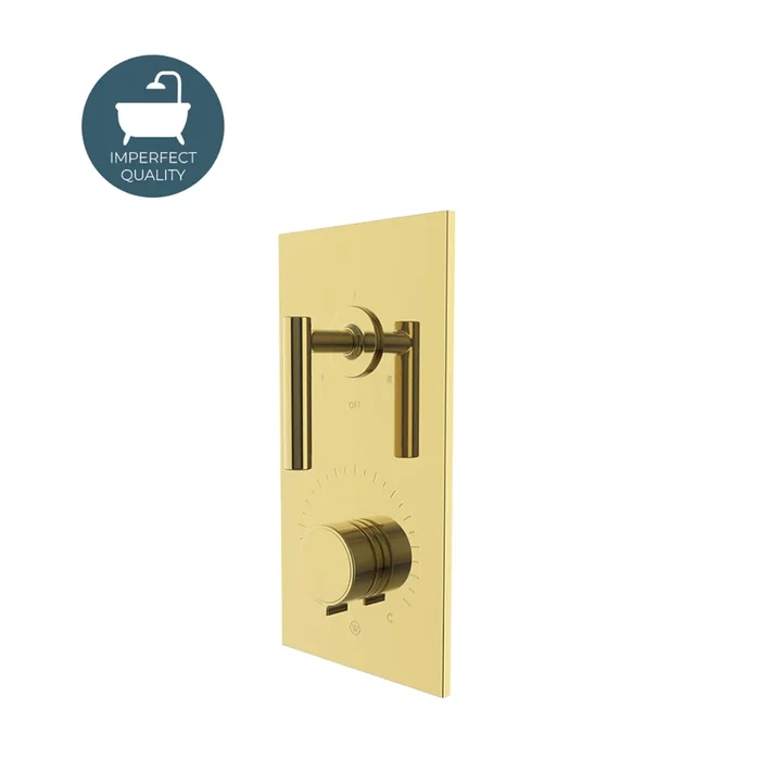 Waterworks Bond Solo Series Integrated Thermostatic and Three Way Diverter Trim with Knob and Straight Lever Handles in Brass