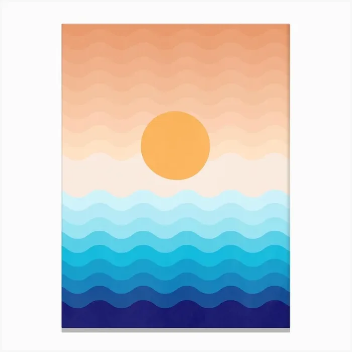 Waving Sun On The Midlle Of Ocean Canvas Print by Lady Humaira