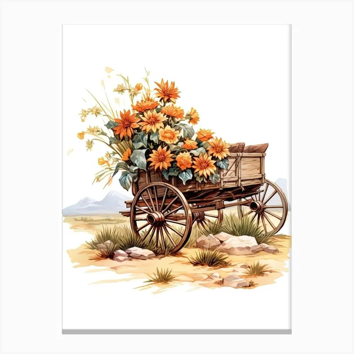 Western Flowers And Boots 1 Canvas Print by Retro West