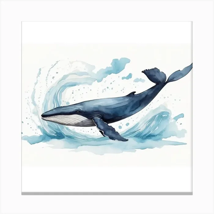 Whale Painting Canvas Print by maj@2