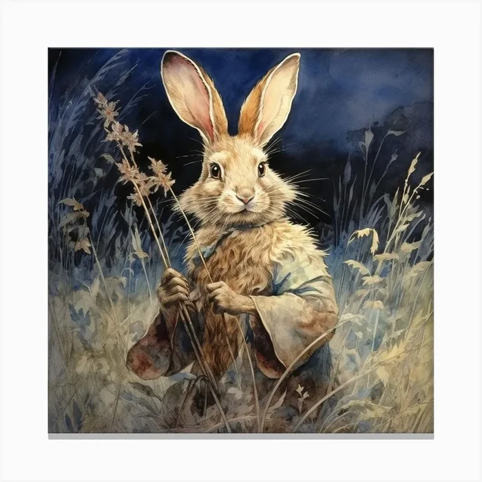 whimsical kids Magic Fairy Forest Fairytale Rabbit Art print Canvas PrintZA by Zenaria Arts