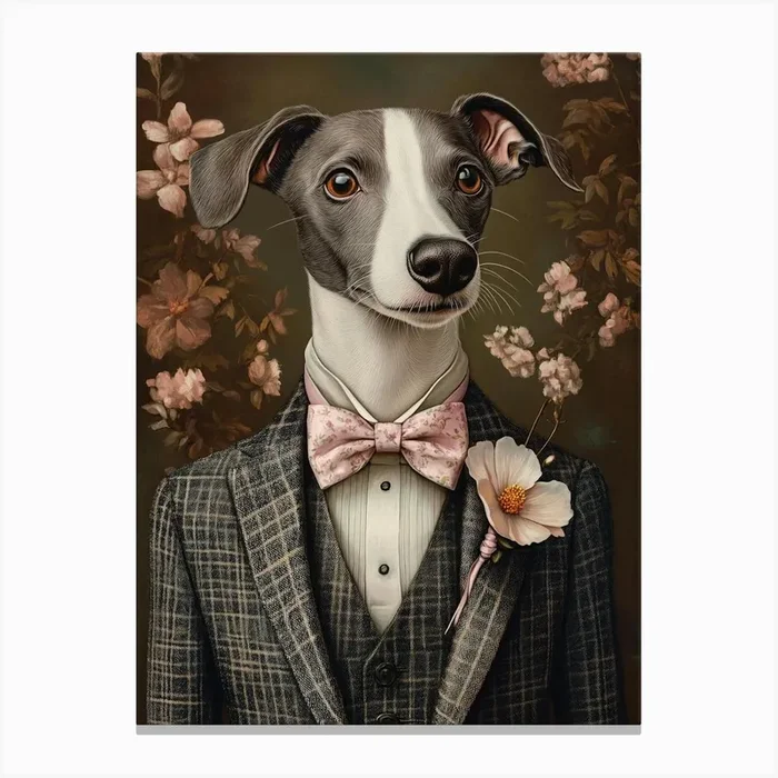 Whippet Dapper Gentleman Canvas Print by NordicDesignHouse